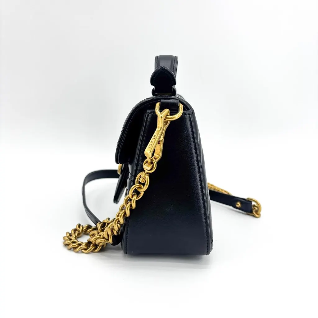 Gucci GG Marmont Mini Top Handle Bag Black Black Leather Very good - Inside View