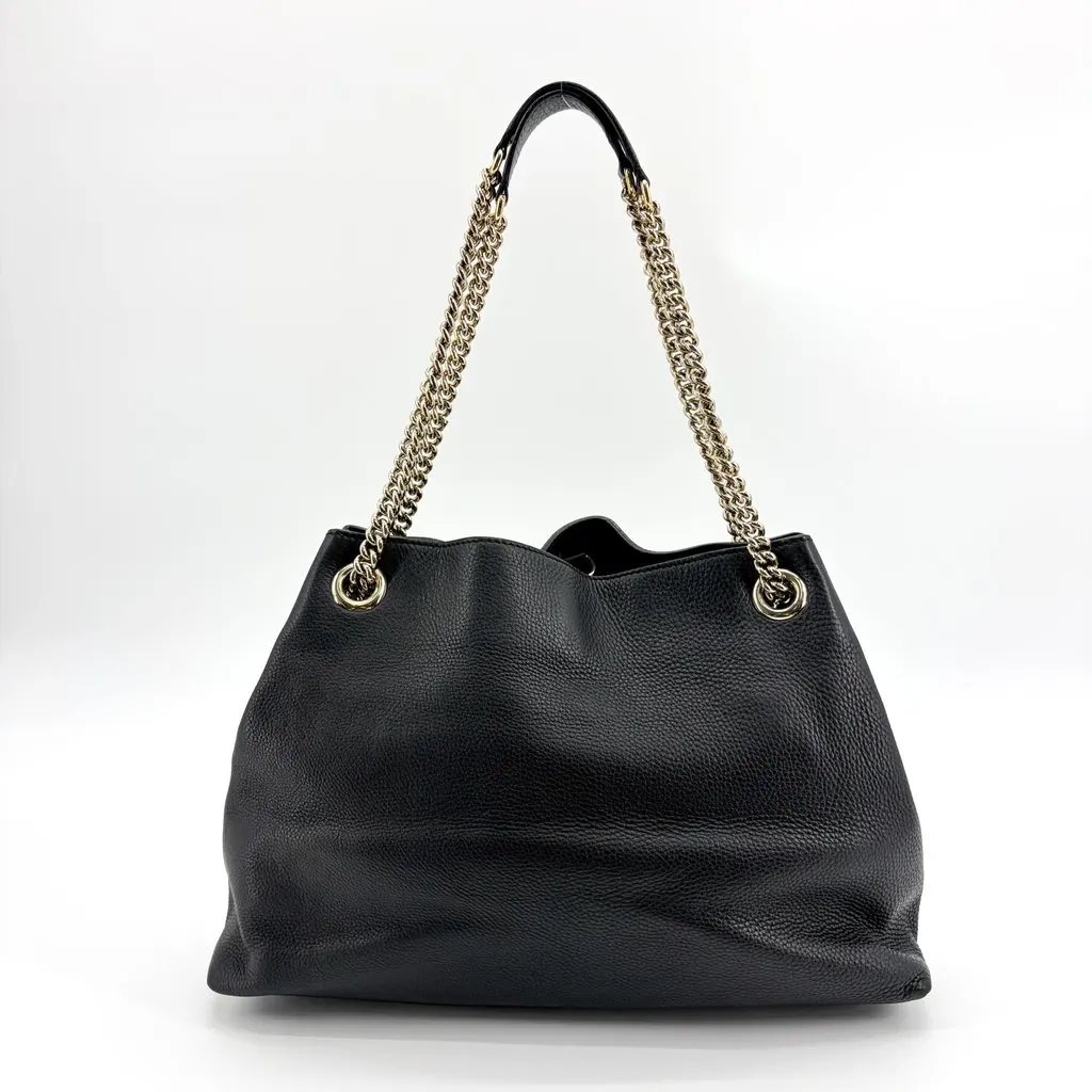 Gucci Soho Tassel Chain Shoulder Bag Black Black Leather Good - Inside View