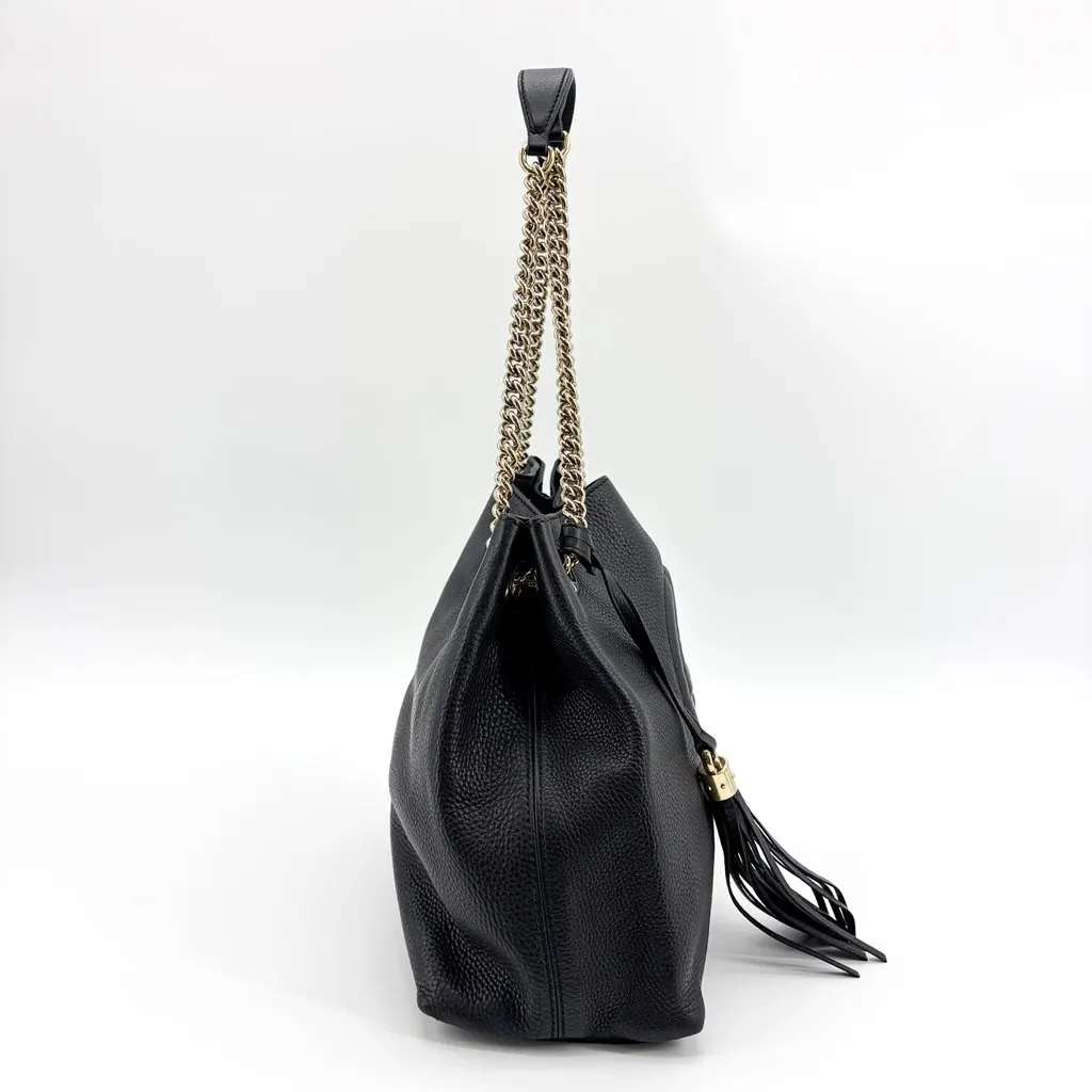 Gucci Soho Tassel Chain Shoulder Bag Black Black Leather Good - Box View