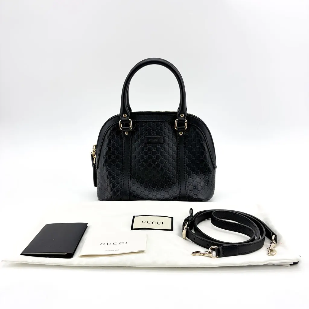 Gucci Microguccissima Small Dome Top Handle Bag Black Black Leather Good - Back View