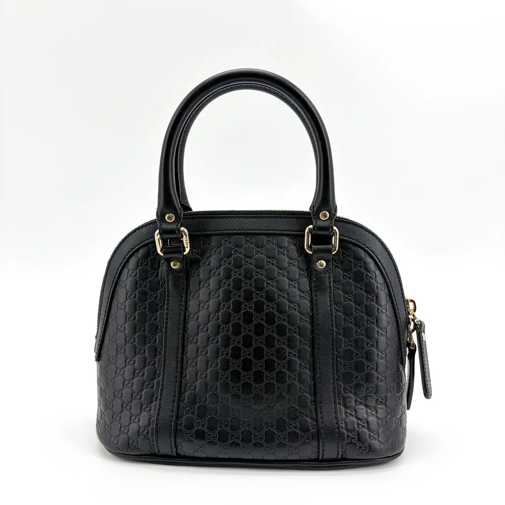 Gucci Microguccissima Small Dome Top Handle Bag Black Black Leather Good - Inside View