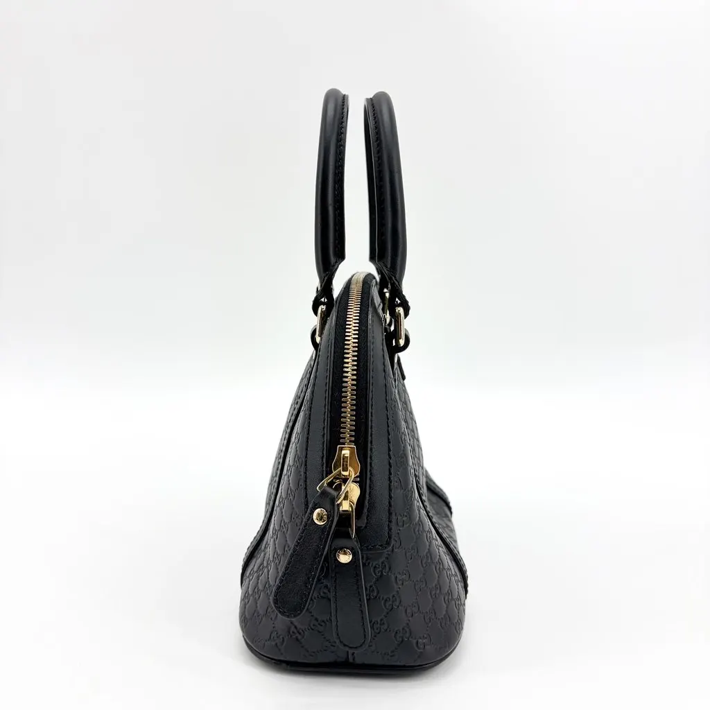 Gucci Microguccissima Small Dome Top Handle Bag Black Black Leather Good - Model View