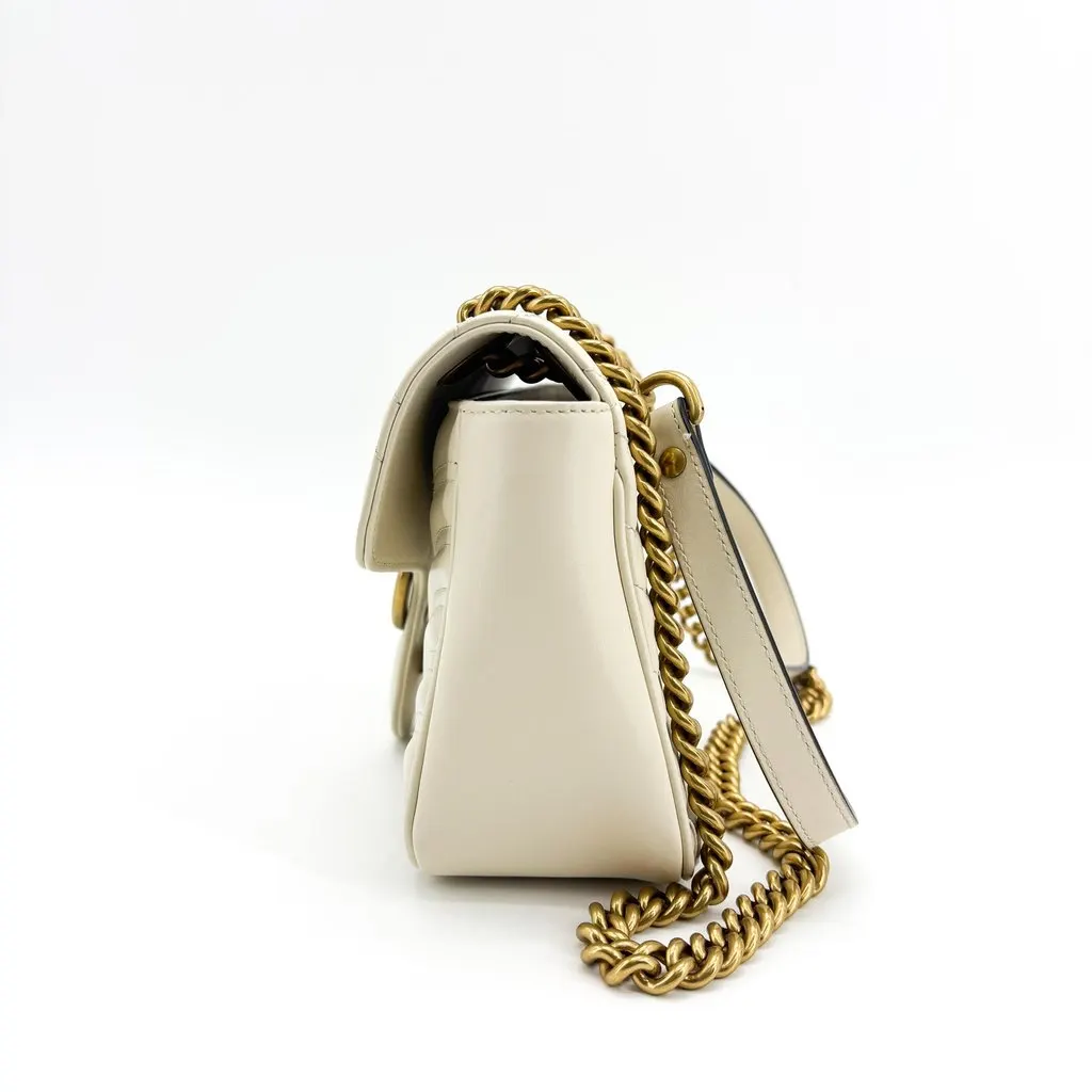Gucci GG Marmont Small Matelasse Shoulder Bag White White Leather Good - Inside View