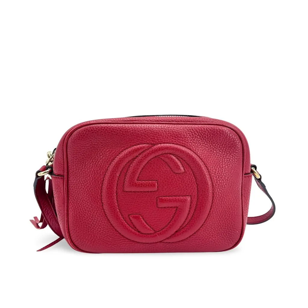Gucci Soho Disco Shoulder Bag Red Red Leather Good - Front View