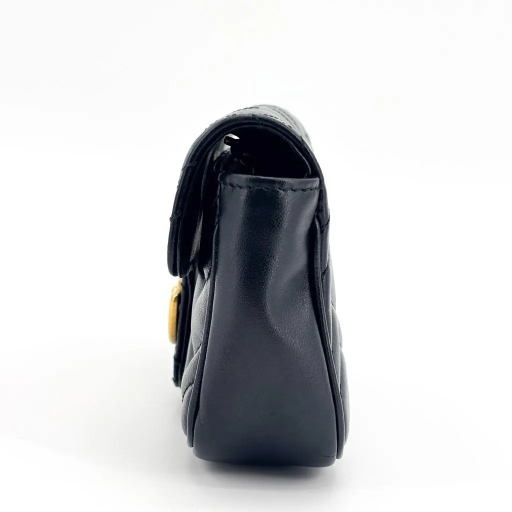 Gucci GG Marmont Matelasse Super Mini Bag Black Black Leather Good - Model View
