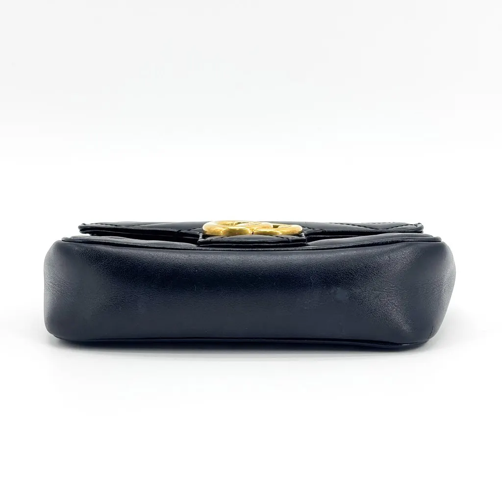 Gucci GG Marmont Matelasse Super Mini Bag Black Black Leather Good - Box View