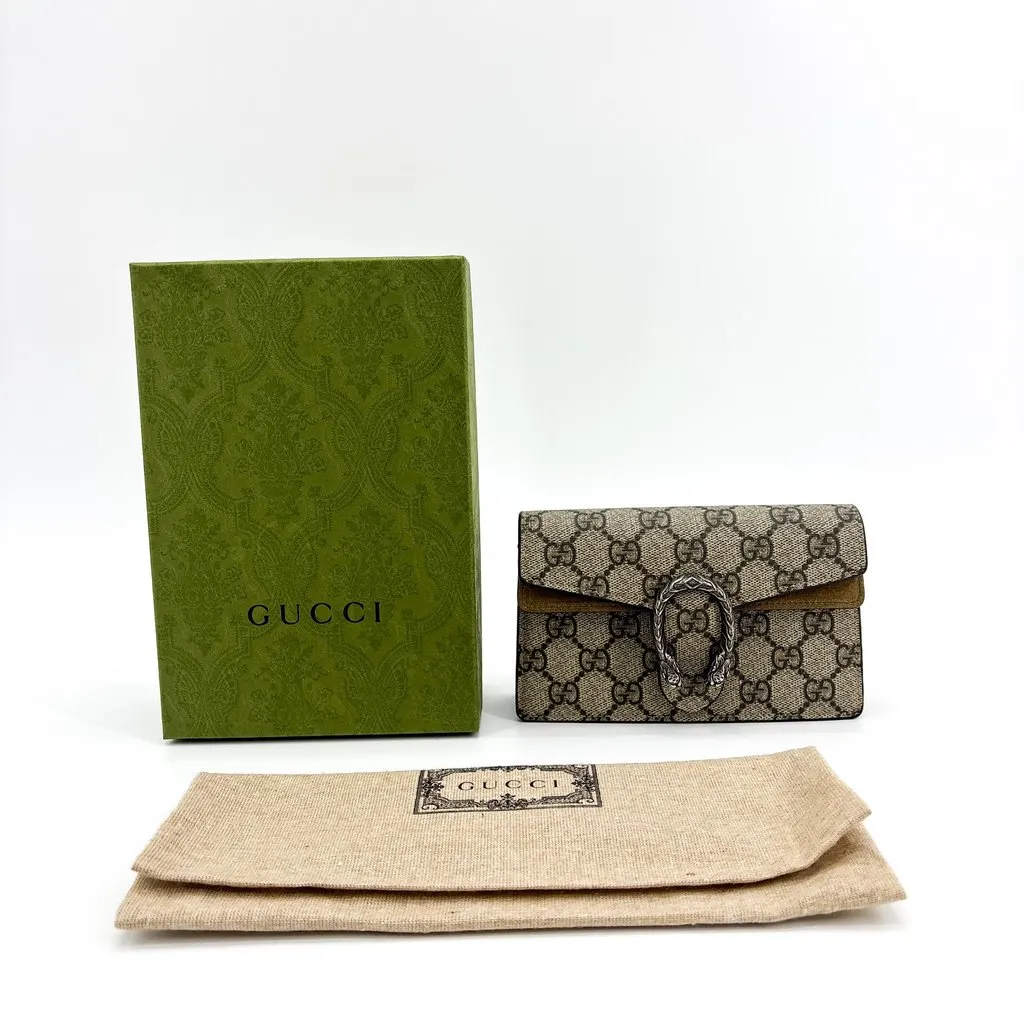 Gucci Dionysus GG Super Mini Bag Beige Beige Canvas Good - Back View