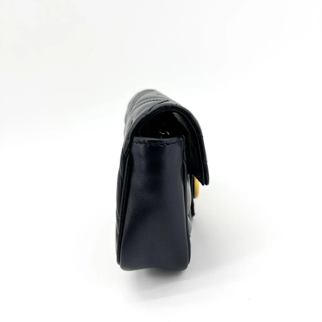 Gucci GG Marmont Matelasse Super Mini Shoulder Bag Black Black Leather Good - Box View