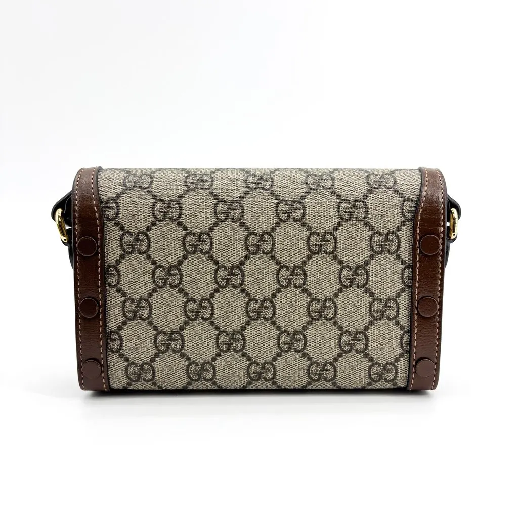 Gucci Horsebit 1955 Mini Bag GG Supreme Brown Beige Canvas Very good - Inside View