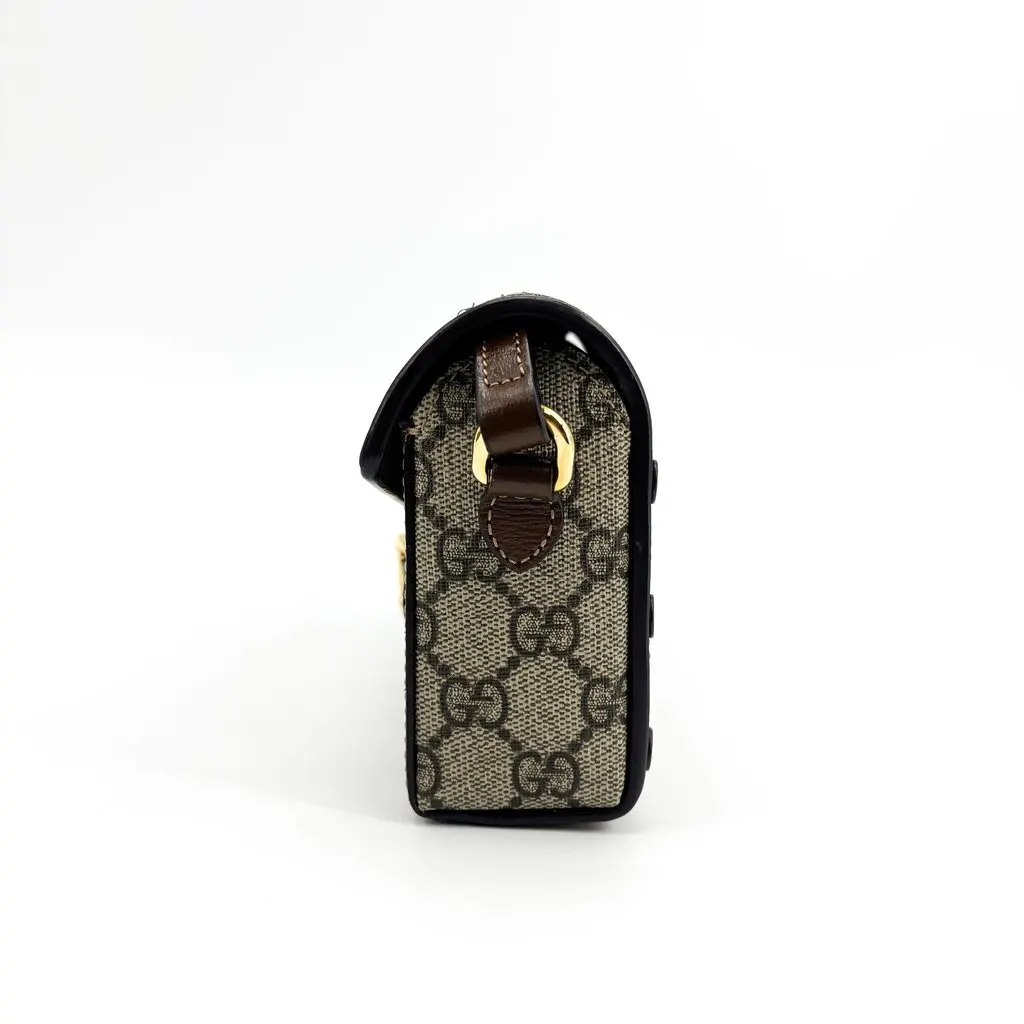Gucci Horsebit 1955 Mini Bag GG Supreme Brown Beige Canvas Very good - Model View
