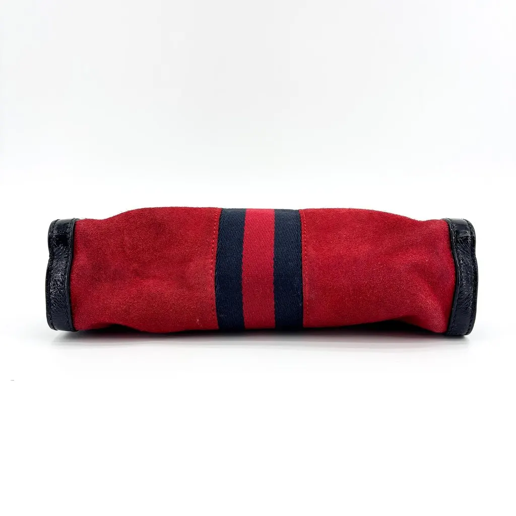 Gucci Ophidia Small Suede Shoulder Bag Red Black Black Suede Good - Box View