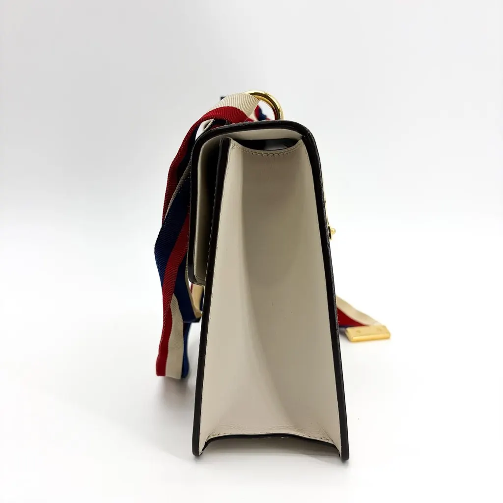 Gucci Sylvie Leather Small Shoulder Bag White Gold Leather Good - Model View