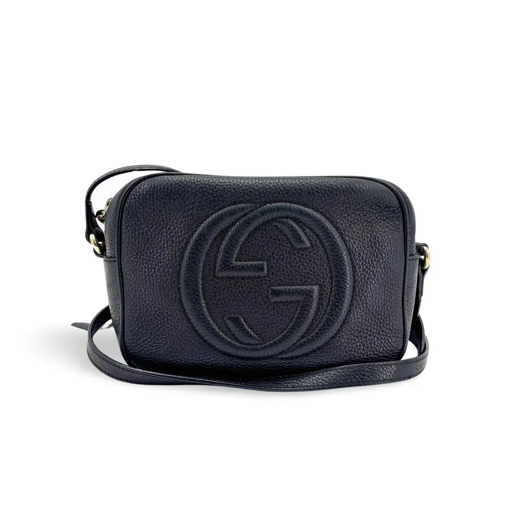 Gucci Soho Tassel Disco Shoulder Bag Black Black Leather Good - Front View