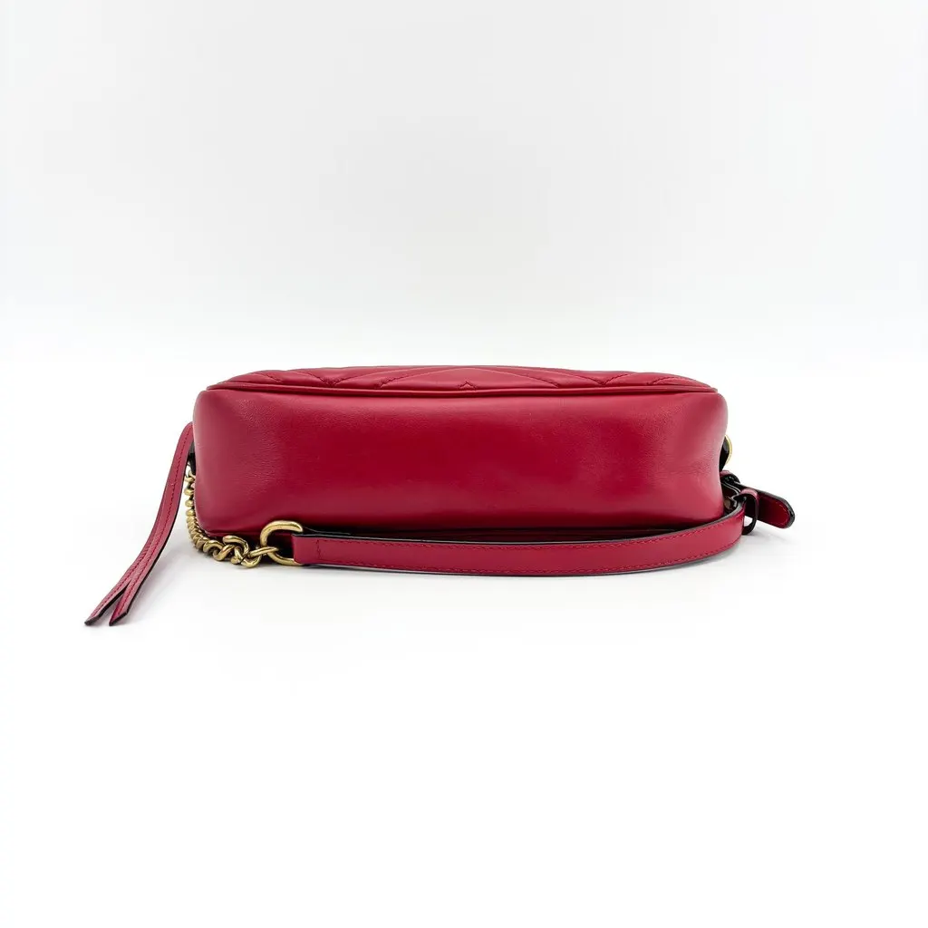 Gucci GG Marmont Matelasse Mini Shoulder Bag Red Gold Leather Good - Box View