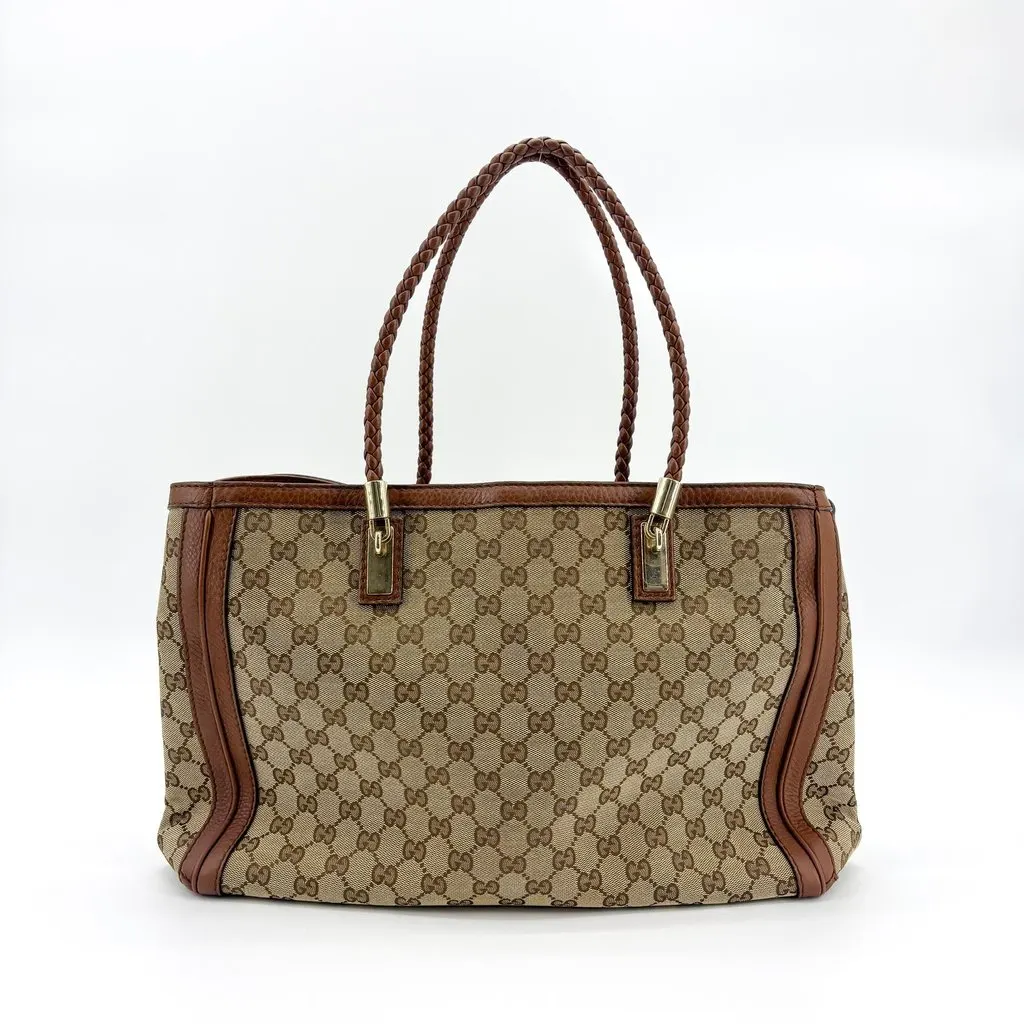 Gucci GG Canvas Bella Shoulder Bag Brown Beige Canvas Good - Back View