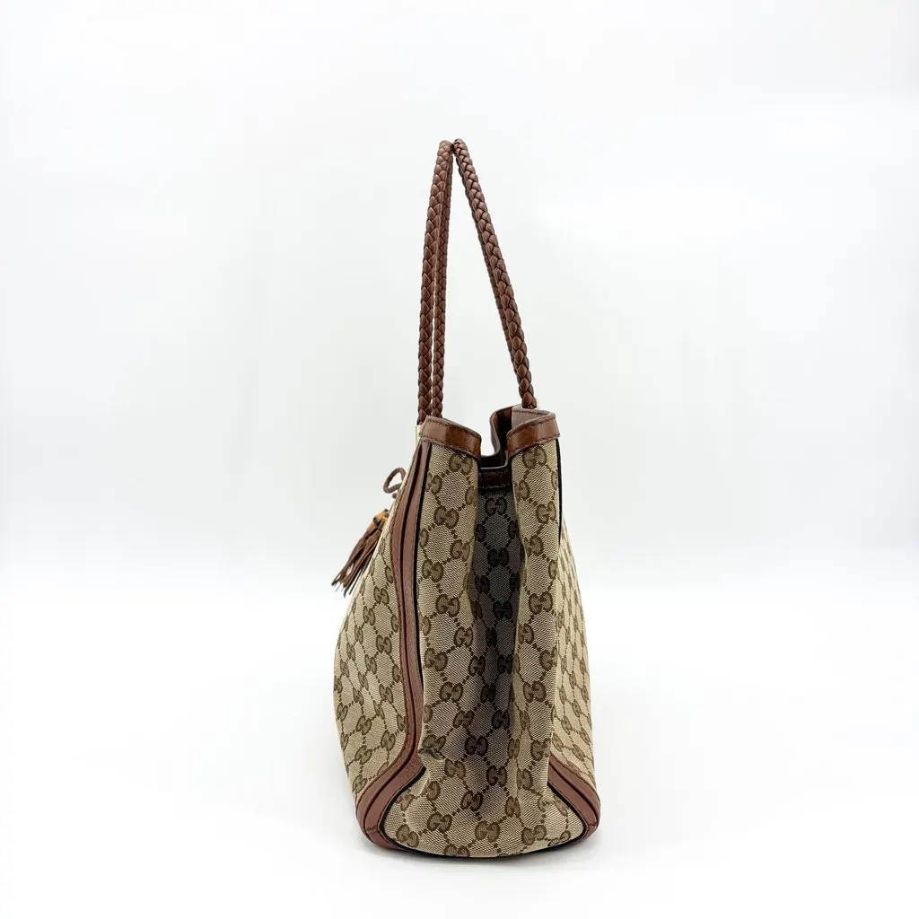 Gucci GG Canvas Bella Shoulder Bag Brown Beige Canvas Good - Inside View