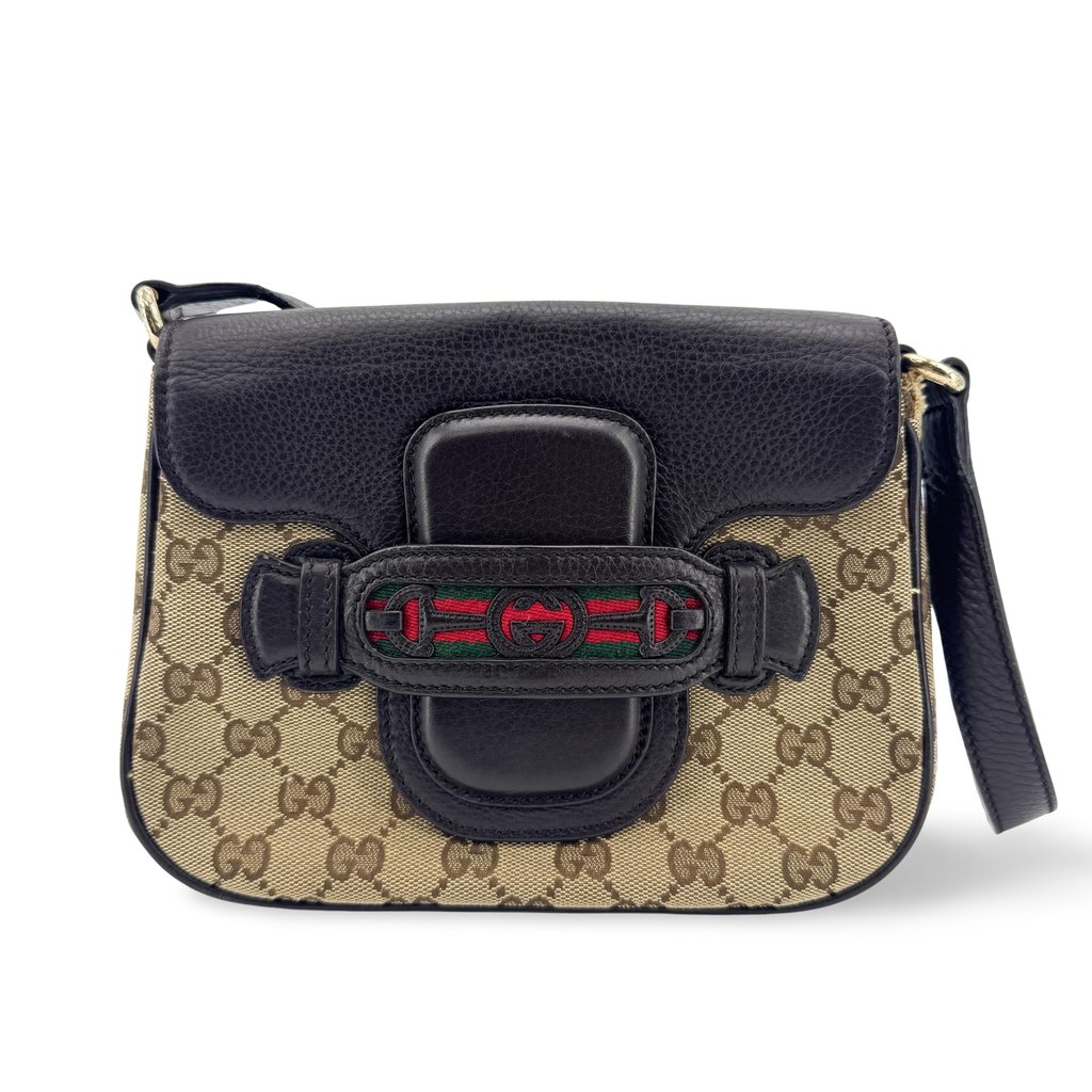 Gucci GG Supreme Canvas Web Interlocking G Shoulder Bag Blac