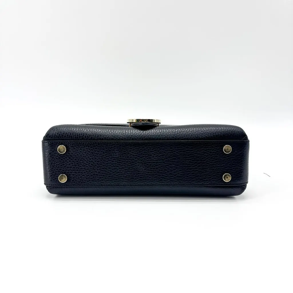 Gucci Interlocking G Medium Top Handle Chain Shoulder Bag Black Black Leather Good - Box View