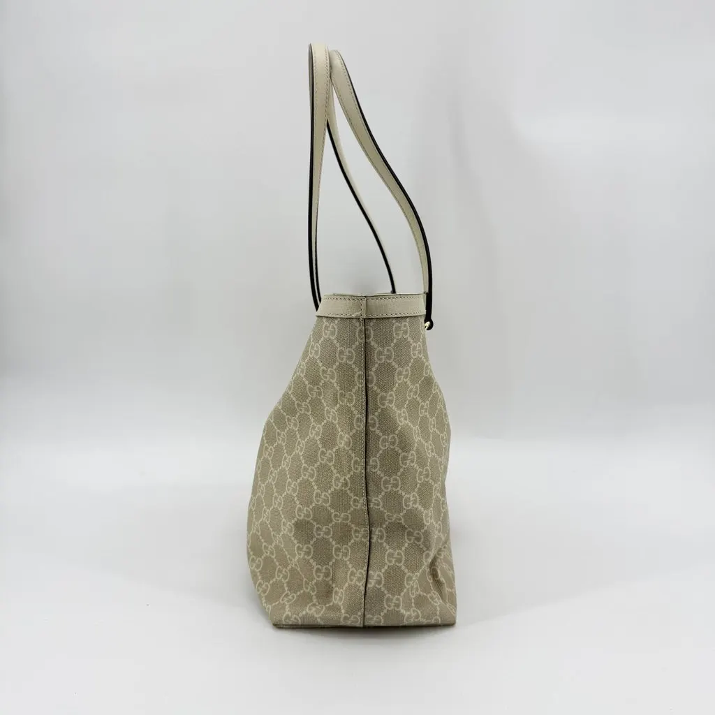 Gucci Ophidia GG Medium Tote Bag White Beige Canvas Fair - Inside View