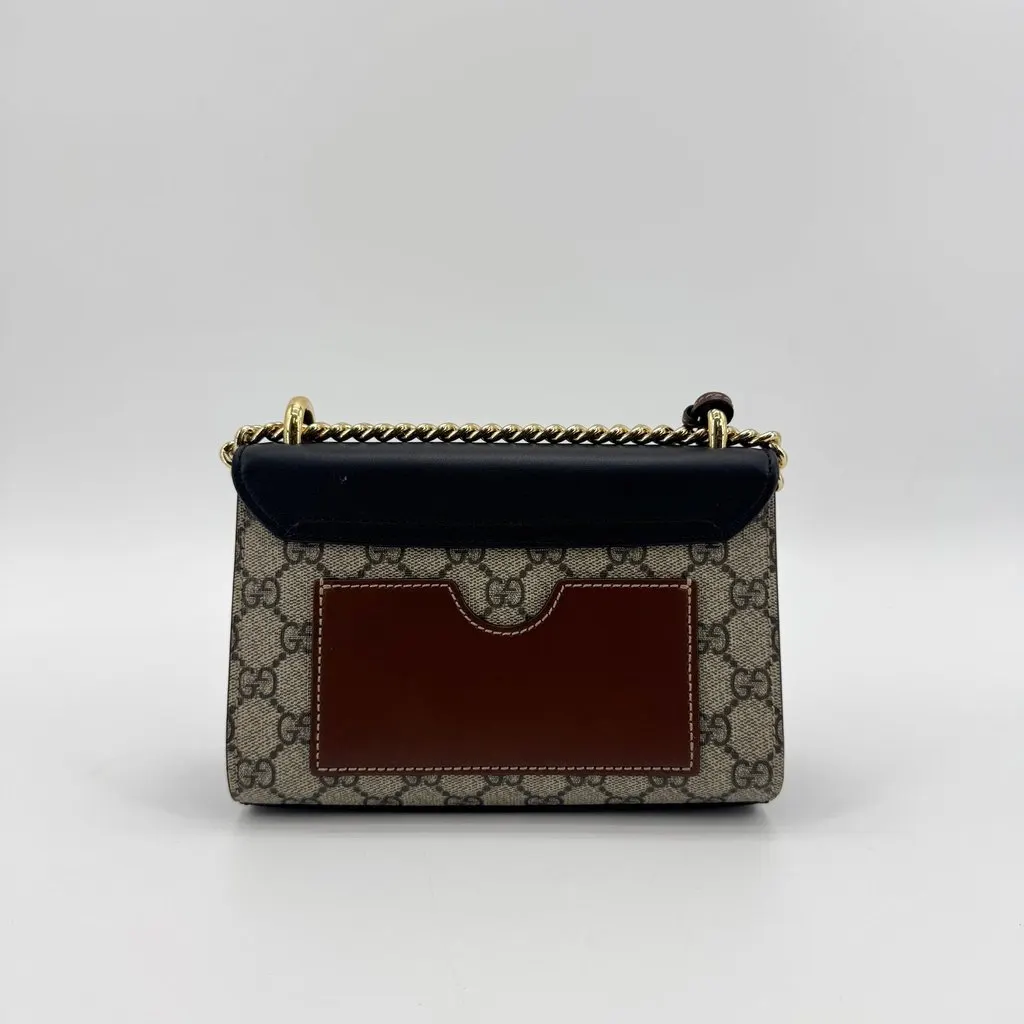 Gucci Padlock GG Small Shoulder Bag Black Beige Canvas Good - Inside View