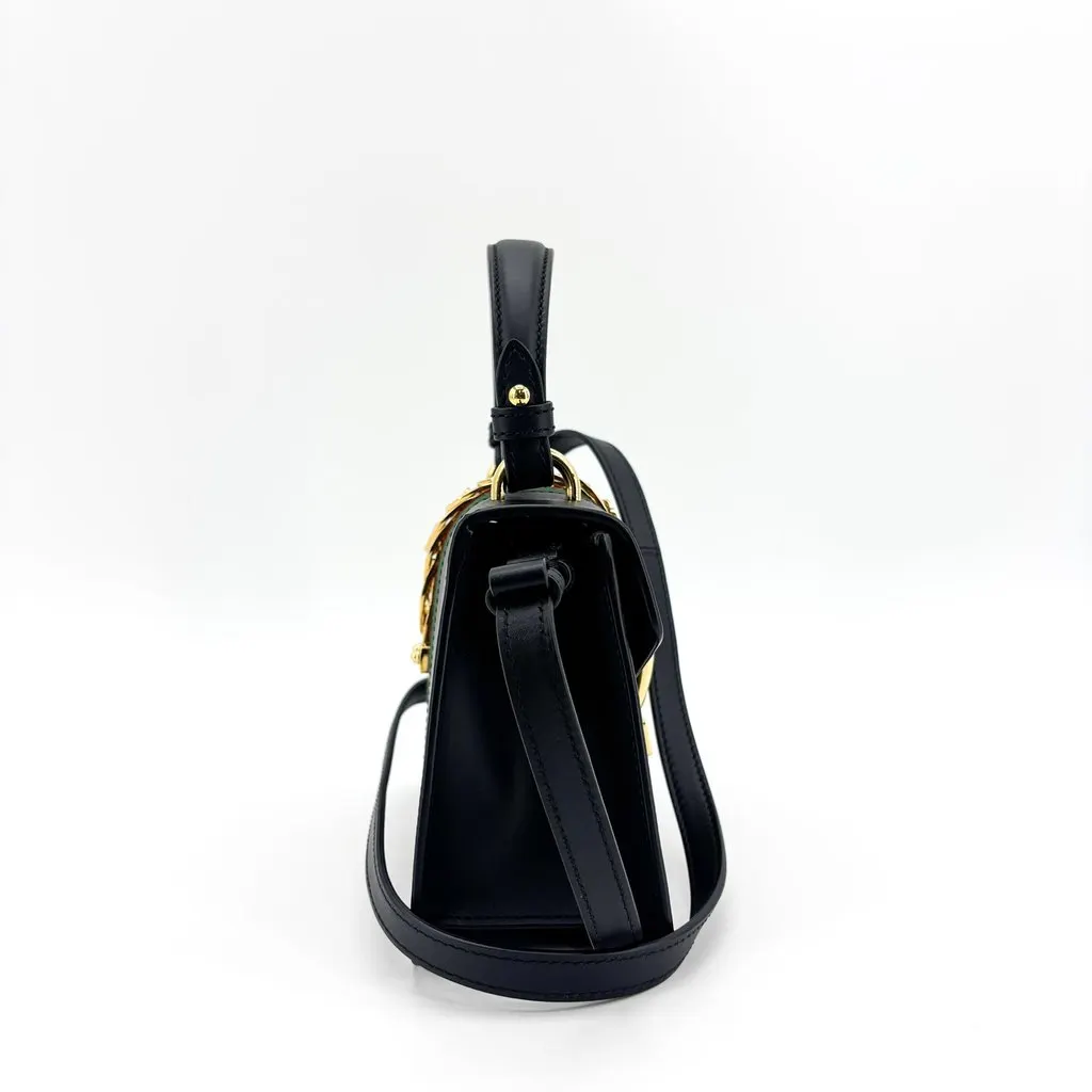 Gucci Sylvie Mini Top Handle Bag Black Black Leather Very good - Box View