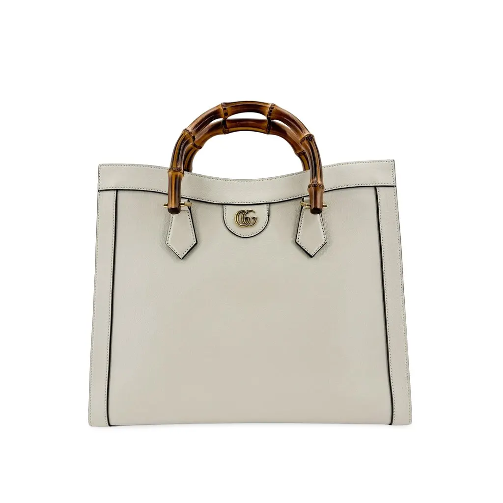 Gucci Diana Medium Tote Bag White Brown Leather Very good - Front View