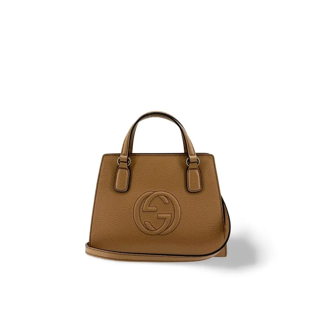 Gucci Interlocking G Small Top Handle Shoulder Bag Brown Brown Leather Very good - Front View