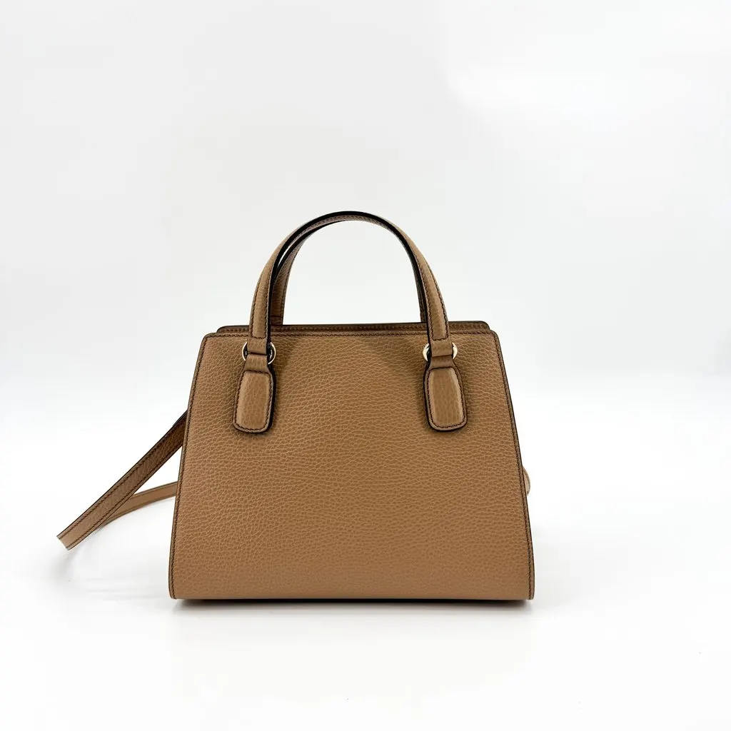 Gucci Interlocking G Small Top Handle Shoulder Bag Brown Brown Leather Very good - Back View
