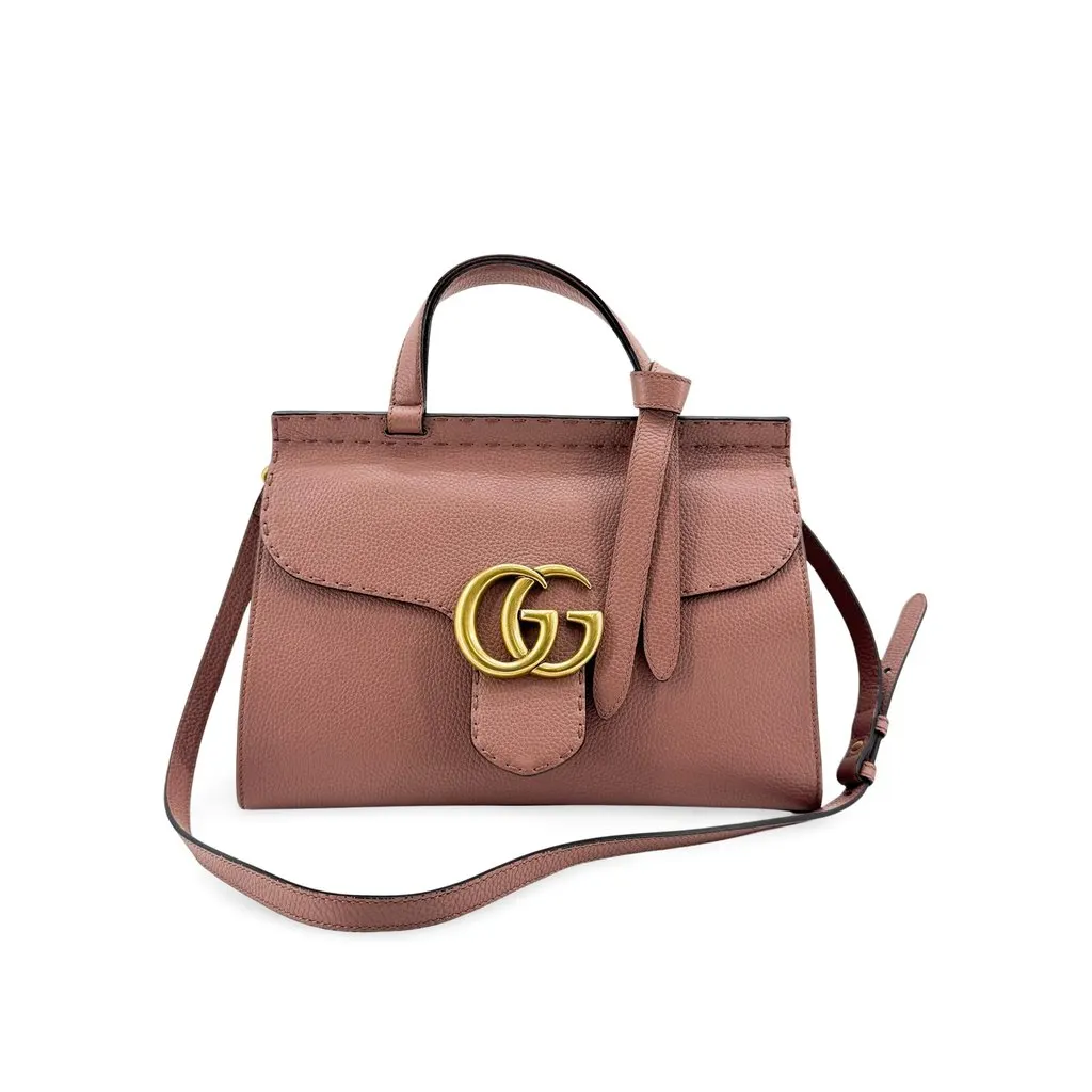 Gucci GG Marmont Small Top Handle Bag Dusty Pink Pink Leather Very good - Front View