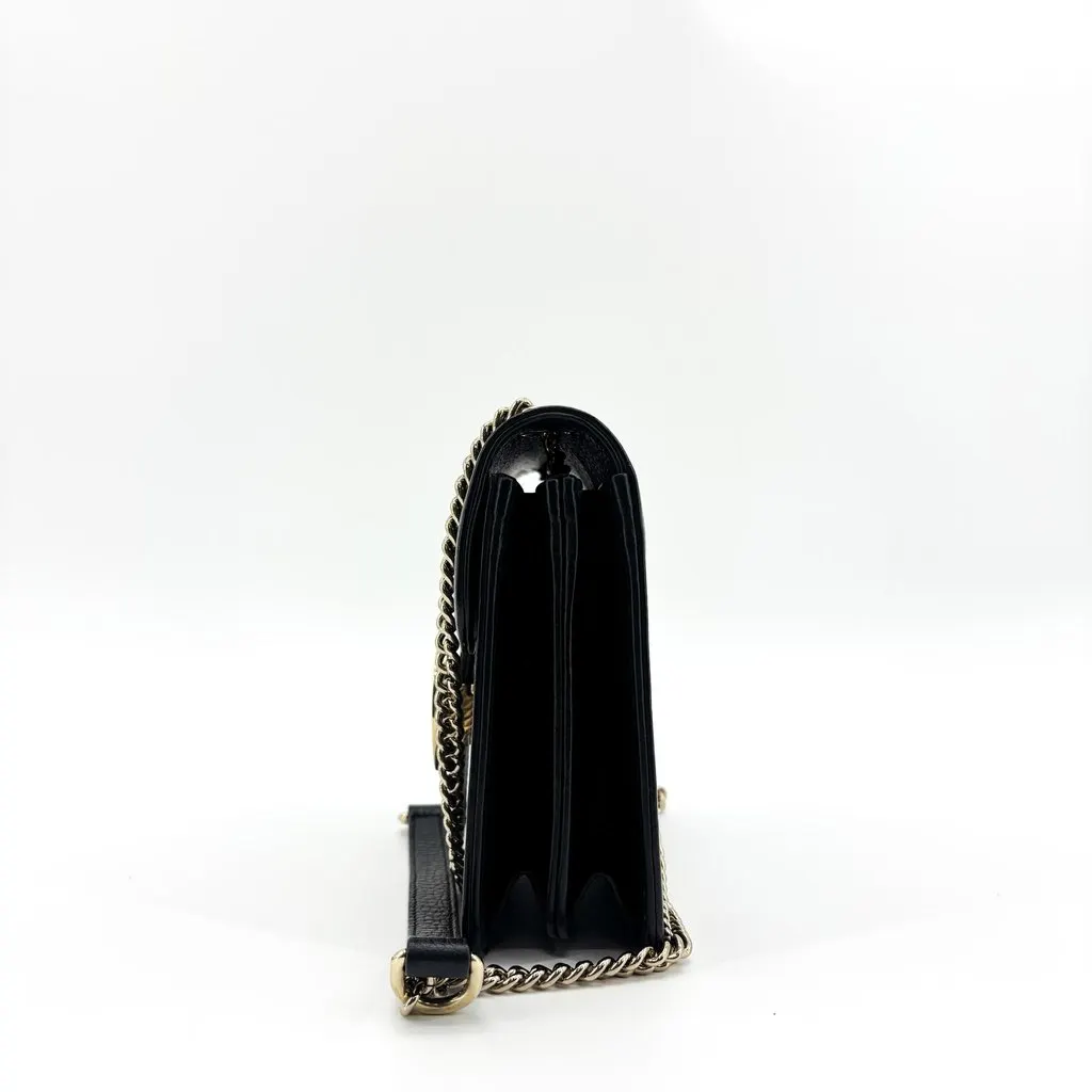 Gucci Interlocking G Dollar Calf Chain Shoulder Bag Small Black Black Leather Good - Inside View