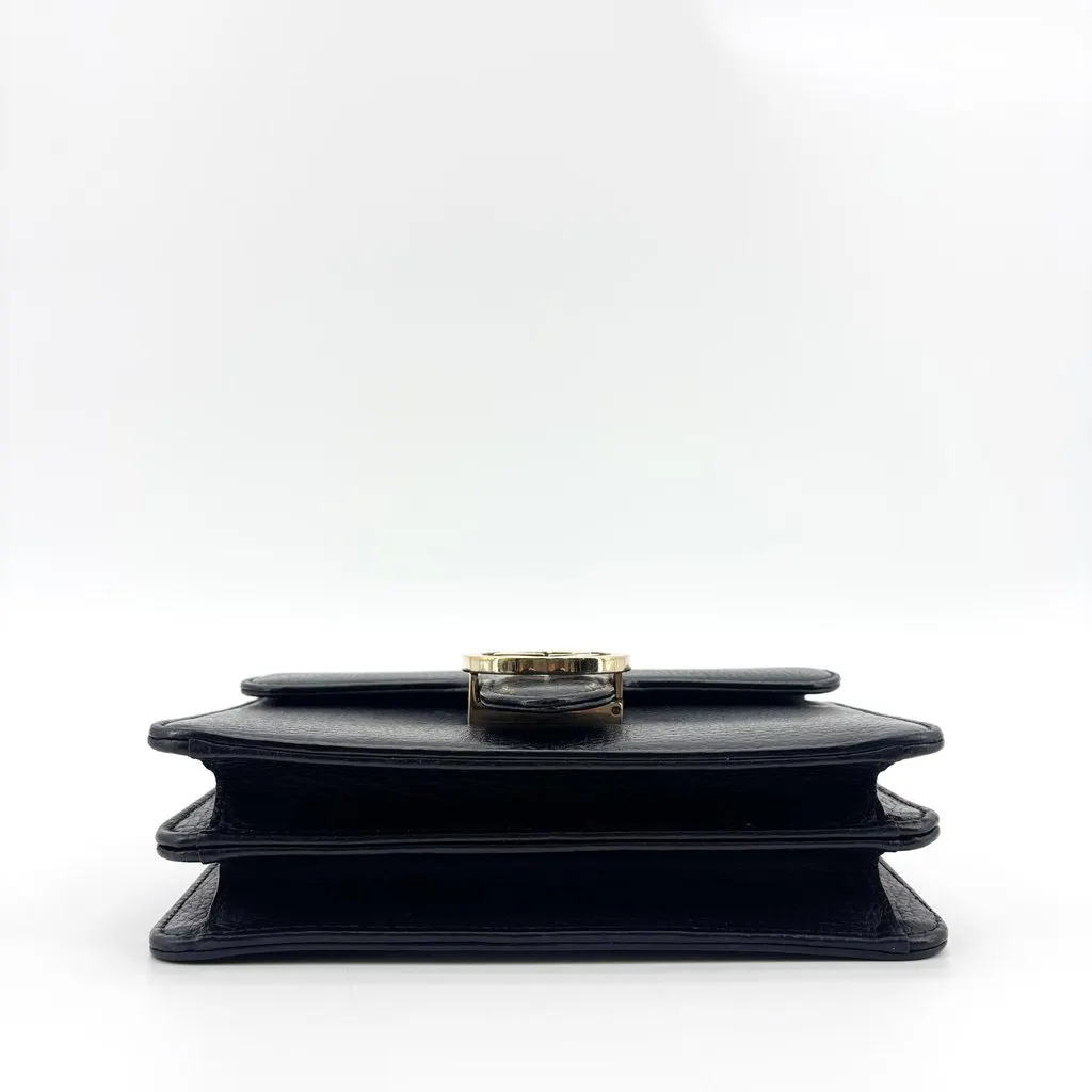 Gucci Interlocking G Dollar Calf Chain Shoulder Bag Small Black Black Leather Good - Box View