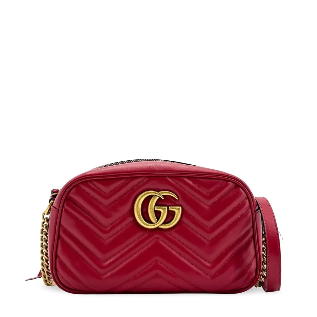 Gucci GG Marmont Small Matelasse Shoulder Bag Red
