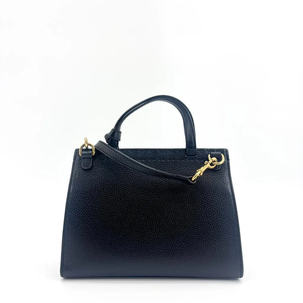 Gucci GG Marmont Mini Top Handle Bag Black Black Leather Good - Inside View