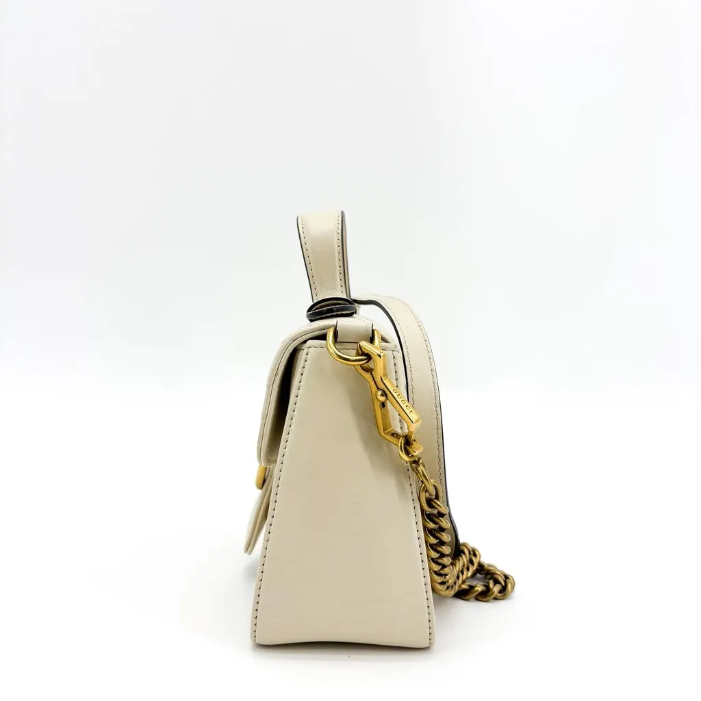 Gucci GG Marmont Matelasse Mini Top Handle Bag White White Leather Good - Model View