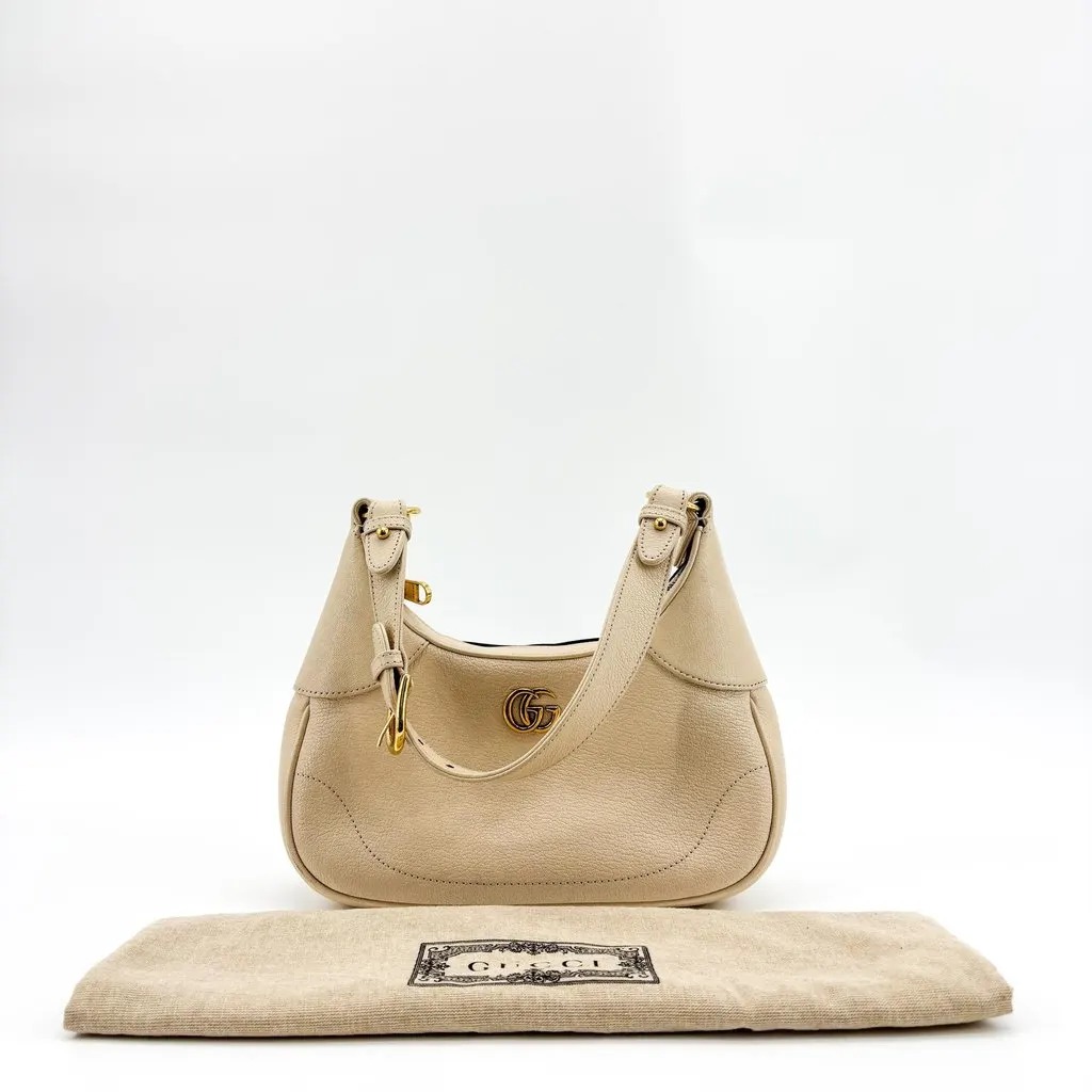 Gucci Aphrodite Small Shoulder Bag Beige Beige Leather Good - Back View