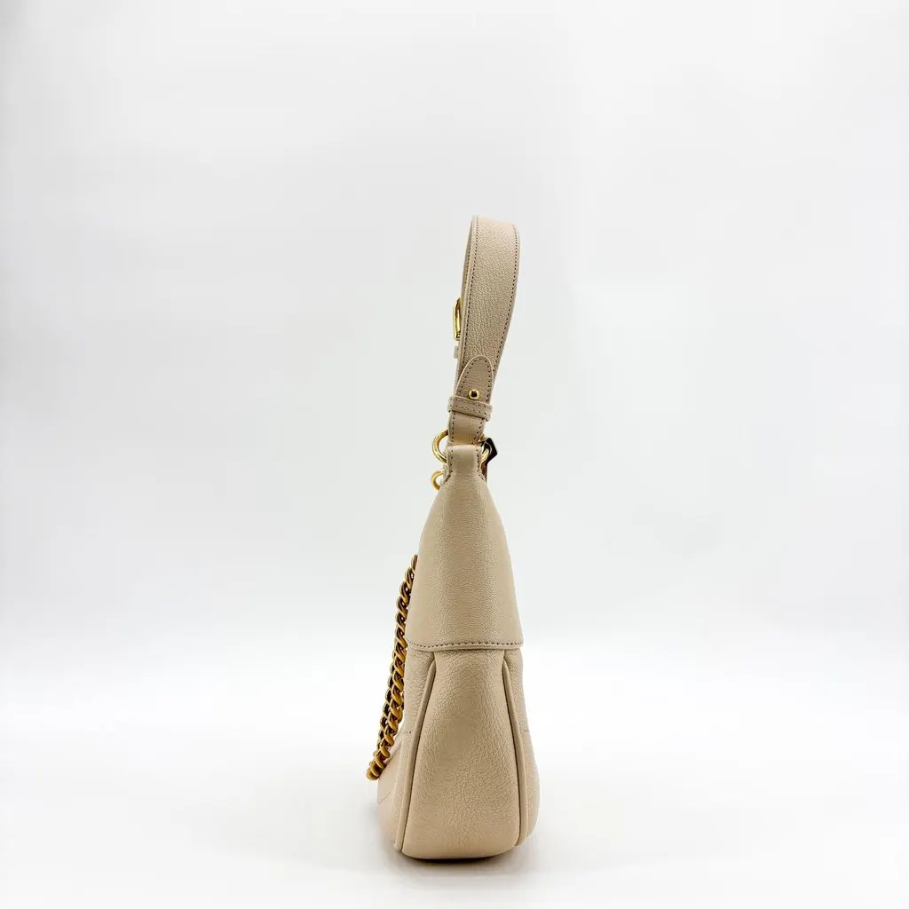Gucci Aphrodite Small Shoulder Bag Beige Beige Leather Good - Model View