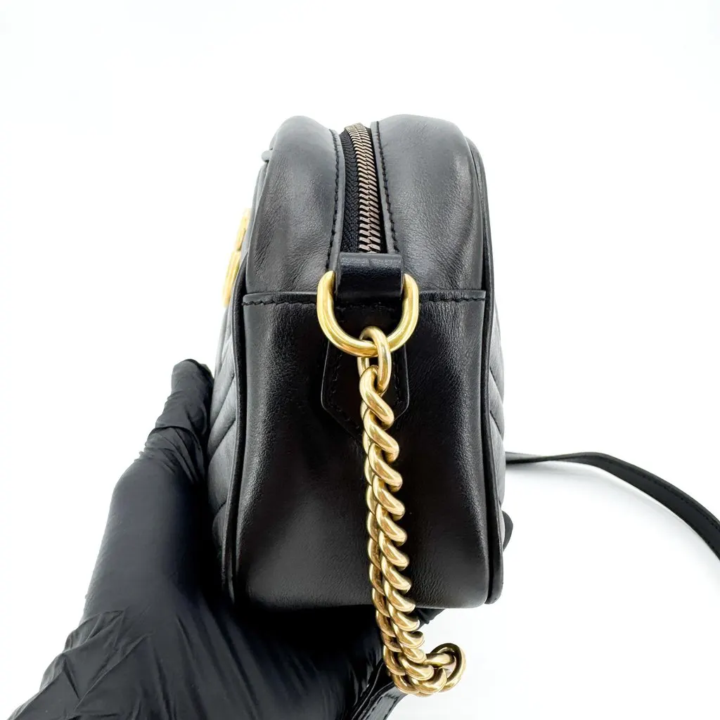 Gucci GG Marmont Small Matelasse Shoulder Bag Black Black Leather Good - Inside View