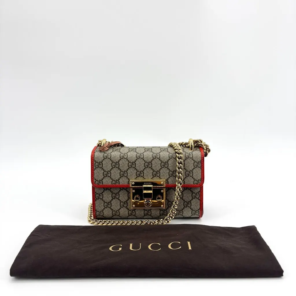 Gucci Padlock GG Small Shoulder Bag Brown Red Beige Canvas Fair - Back View