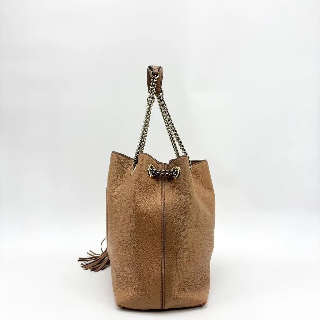 Gucci Soho Interlocking G Chain Shoulder Bag Beige Beige Leather Fair - Inside View