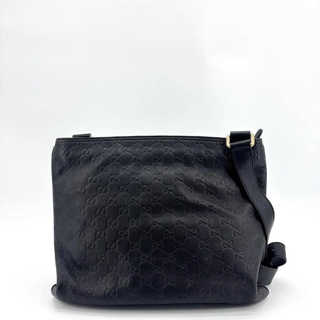Gucci Microguccissima Leather Crossbody Bag Black Black Leather Good - Back View