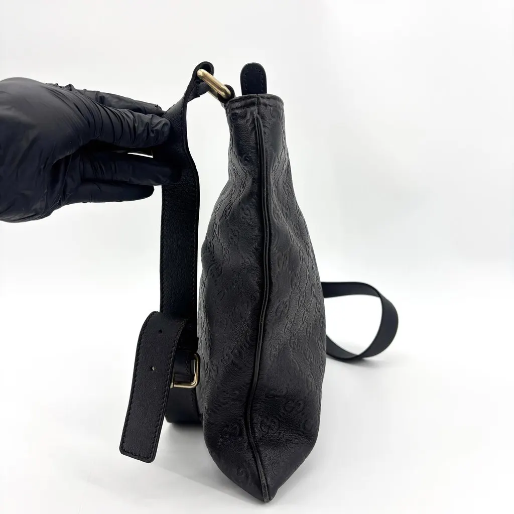 Gucci Microguccissima Leather Crossbody Bag Black Black Leather Good - Model View
