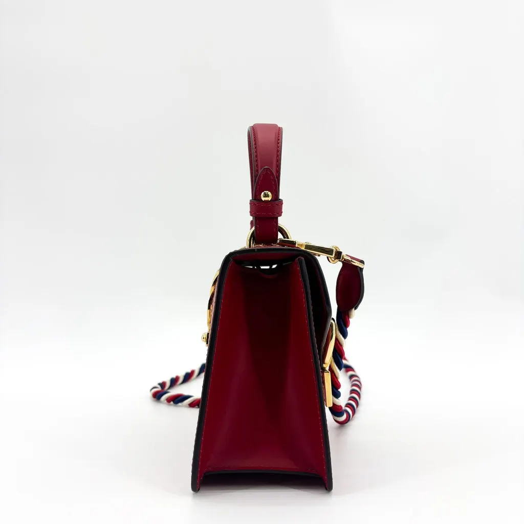 Gucci Sylvie Mini Top Handle Bag Red Gold Leather Very good - Model View