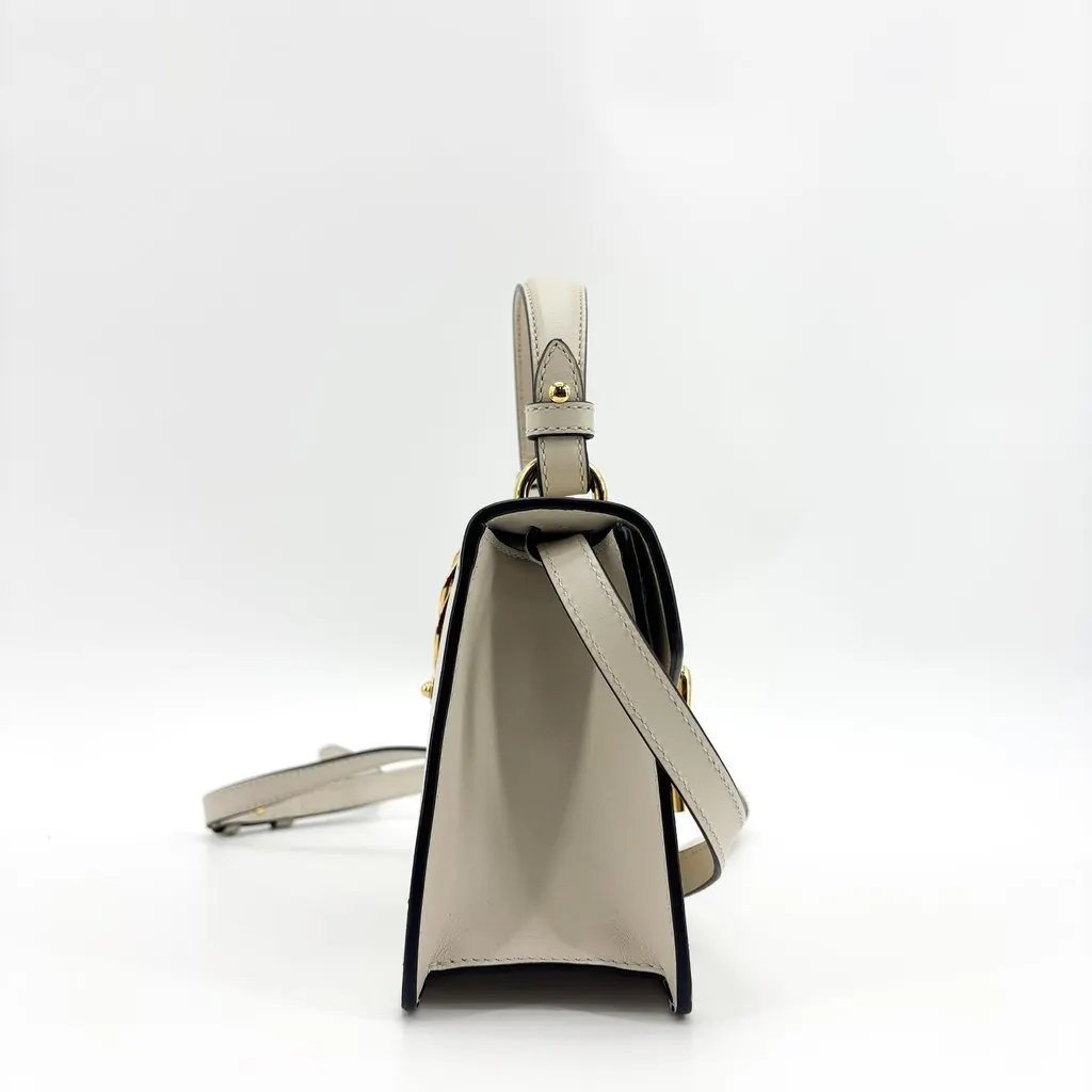 Gucci Sylvie Mini Leather Top Handle Bag White Gold Leather Good - Box View