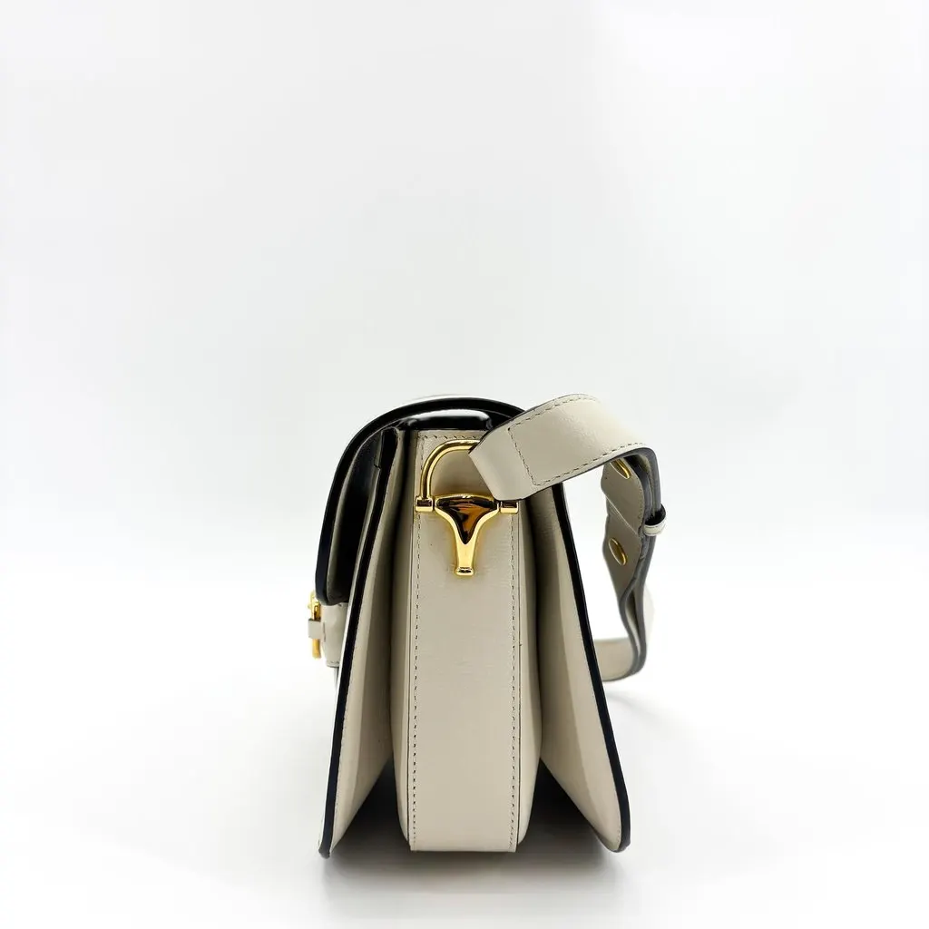 Gucci Horsebit 1955 Shoulder Bag GG Supreme White Beige Canvas Good - Inside View