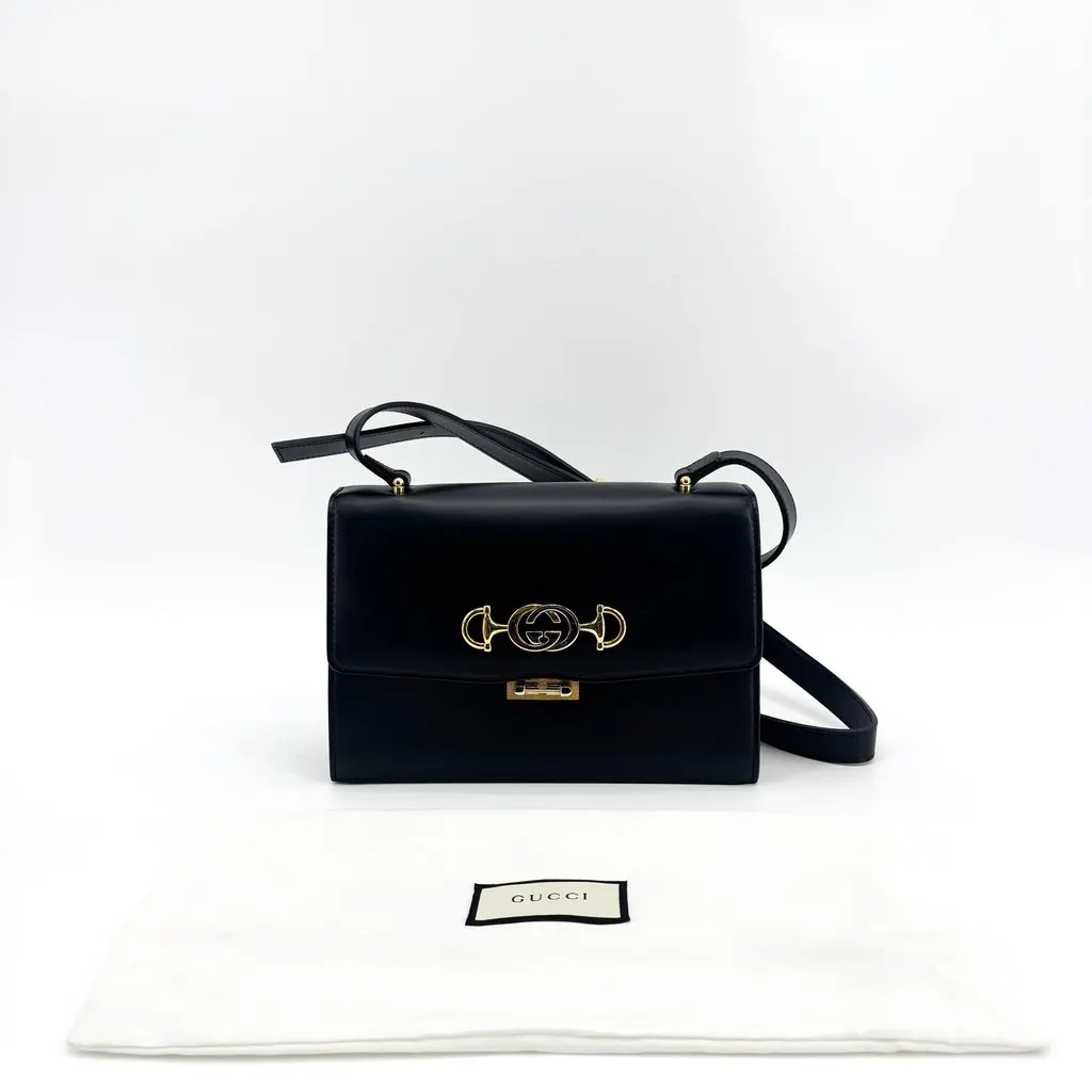 Gucci Zumi Small Shoulder Bag Black Black Leather Good - Back View