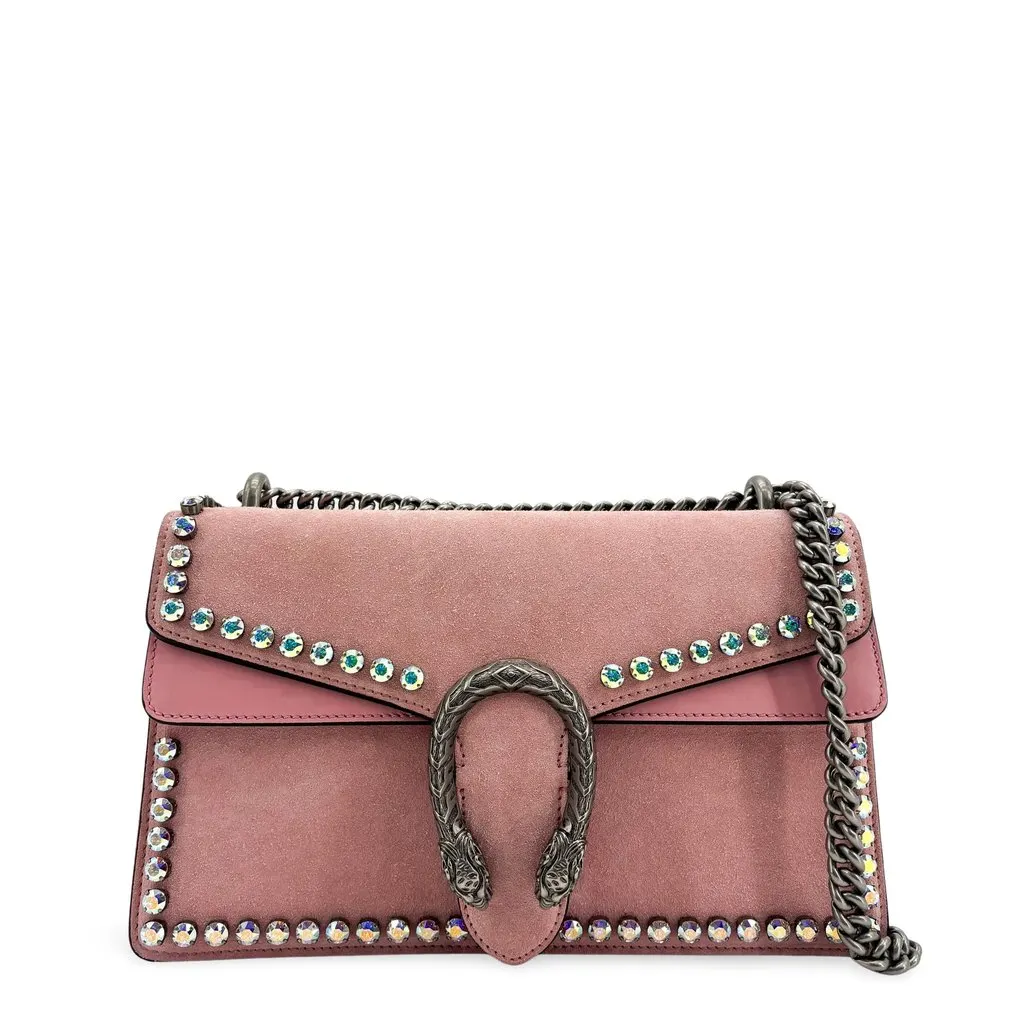 Gucci Dionysus Mini Pink Suede Crystal Shoulder Bag Pink Suede Good - Front View