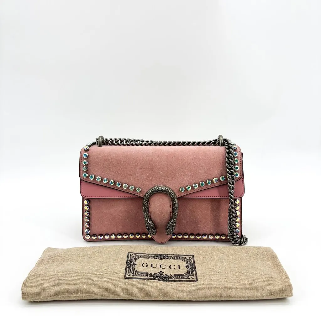 Gucci Dionysus Mini Pink Suede Crystal Shoulder Bag Pink Suede Good - Back View