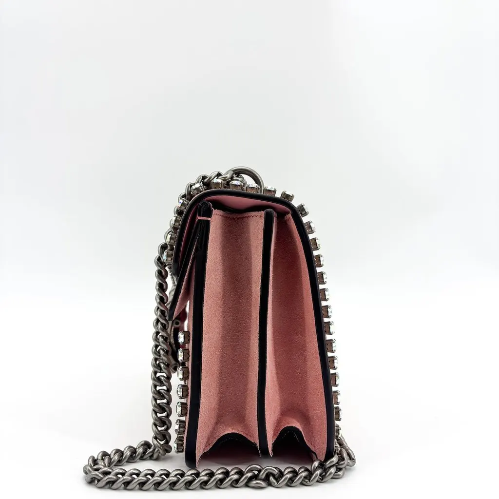 Gucci Dionysus Mini Pink Suede Crystal Shoulder Bag Pink Suede Good - Model View