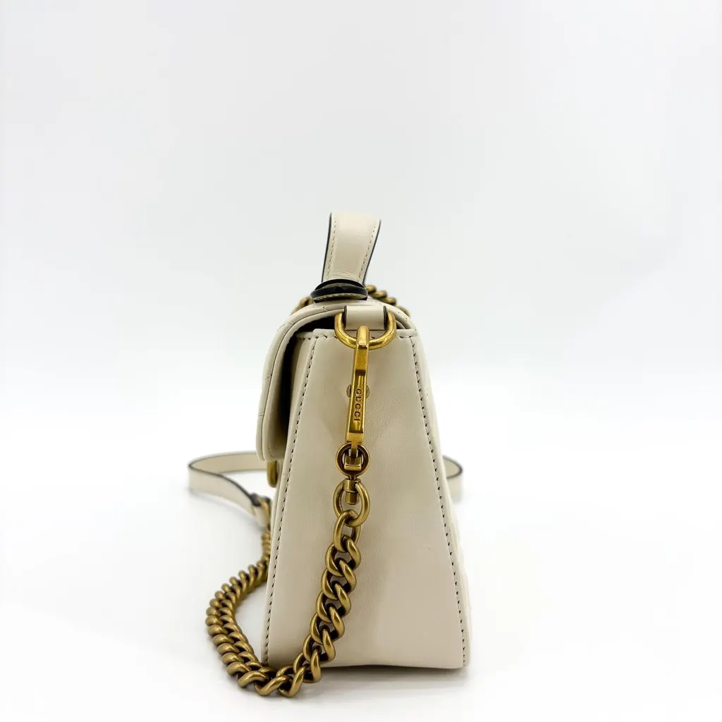 Gucci GG Marmont Mini Top Handle Bag White White Leather Good - Inside View