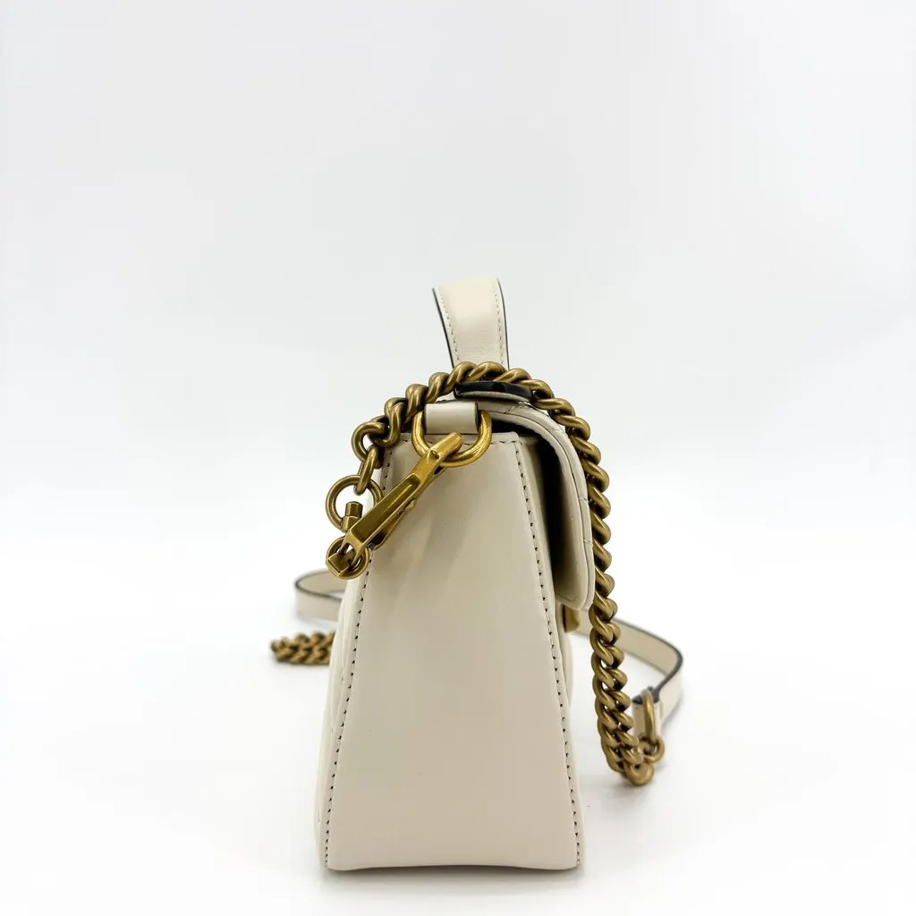Gucci GG Marmont Mini Top Handle Bag White White Leather Good - Model View
